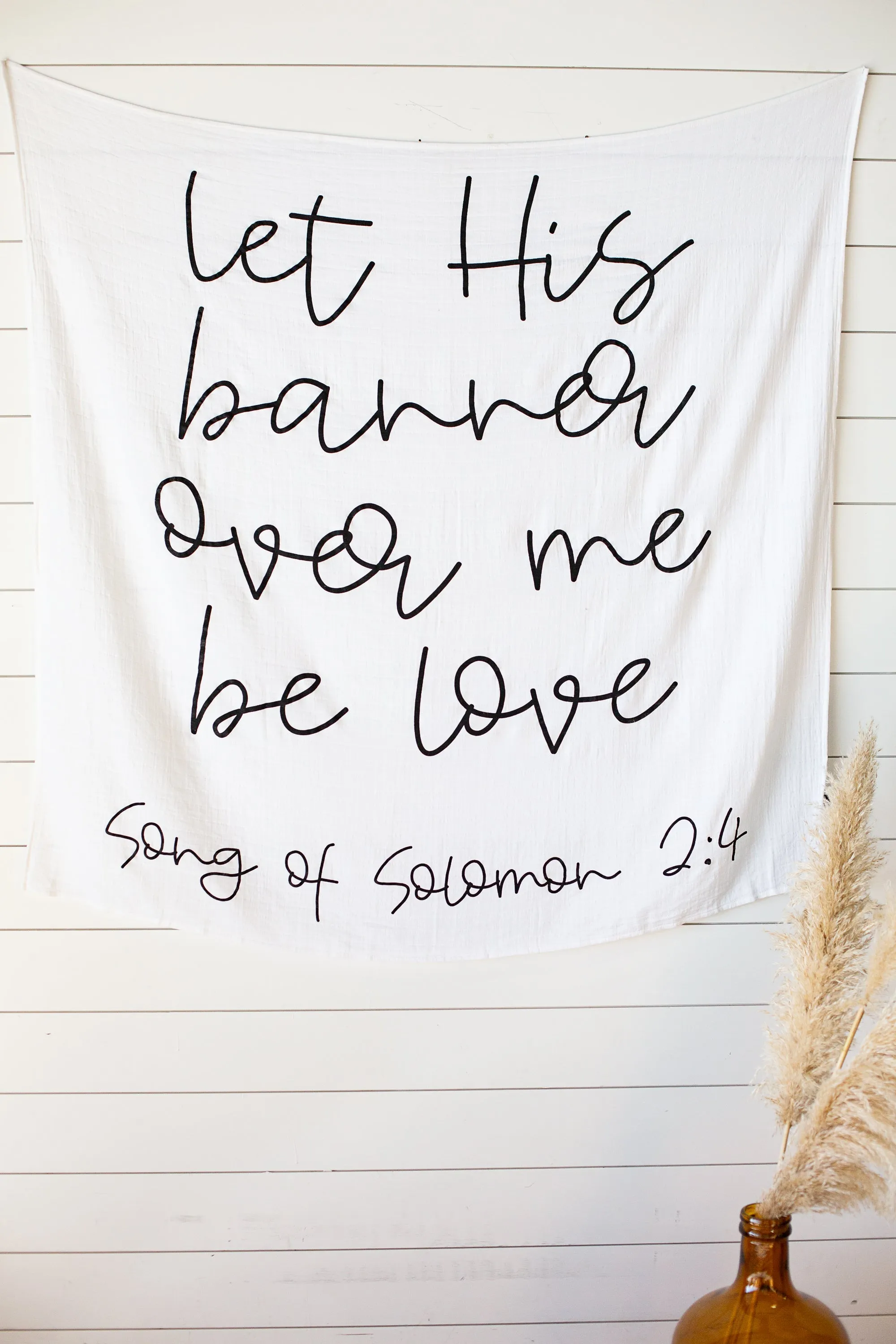 Organic Swaddle + Wall Art - Song of Solomon 2:4  let His banner over me be love