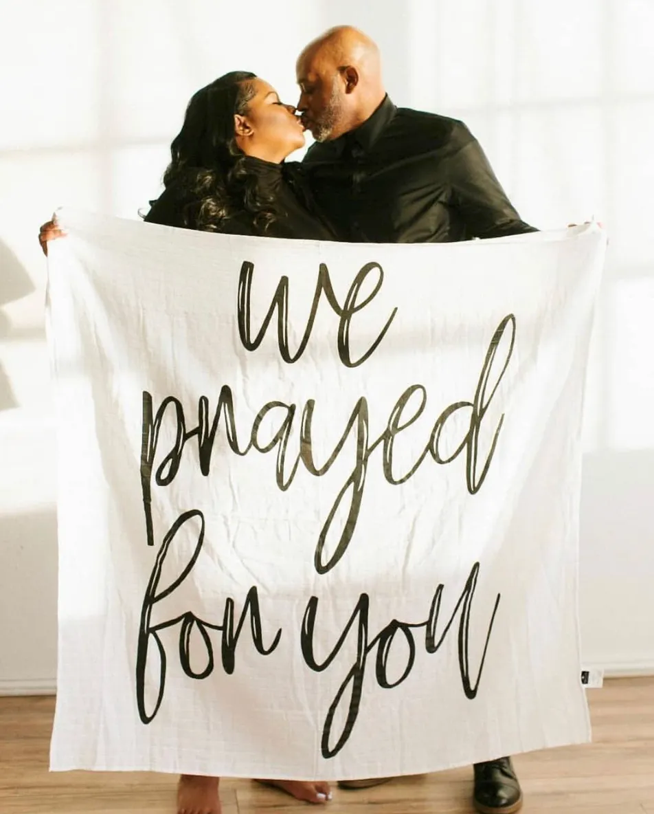 Organic Swaddle + Wall Art -  We prayed for you