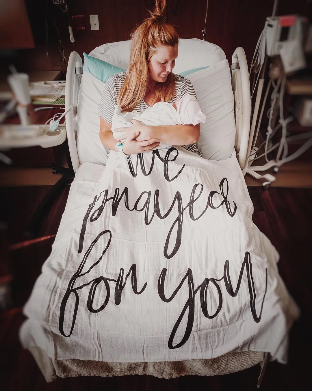 Organic Swaddle + Wall Art -  We prayed for you