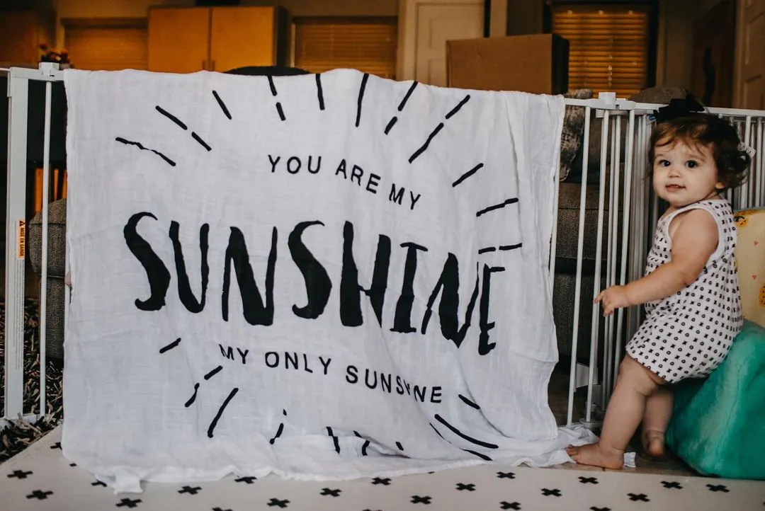 Organic Swaddle + Wall Art -   You are my sunshine