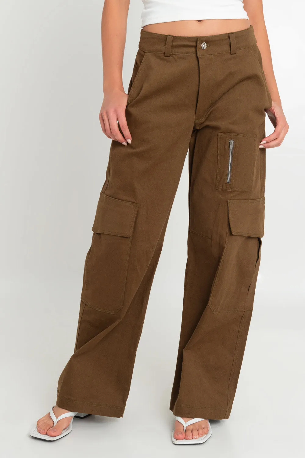 Pantalón cargo de cintura media wide leg