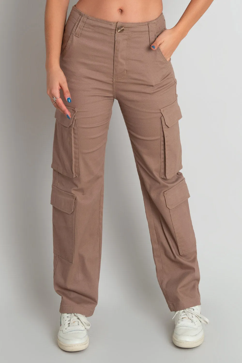 Pantalón cargo de fit recto cintura alta