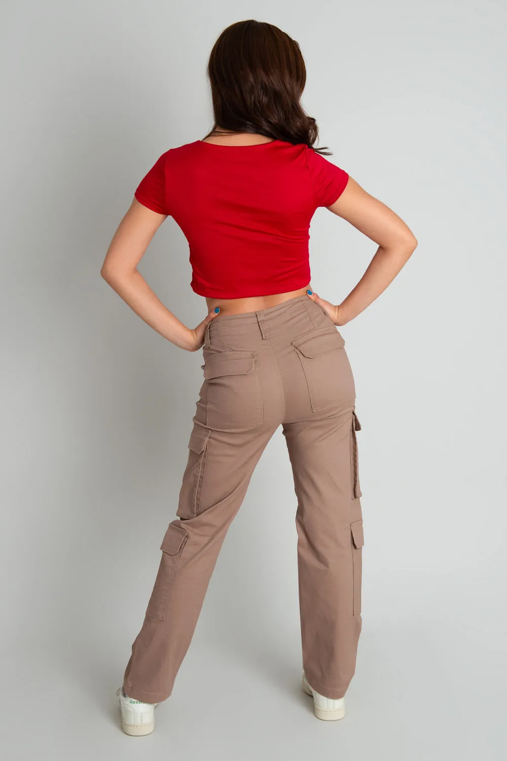 Pantalón cargo de fit recto cintura alta