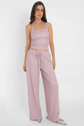 Pantalón de fit wide leg cintura media elástica