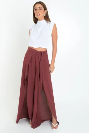 Pantalón wide leg con aberturas frontales