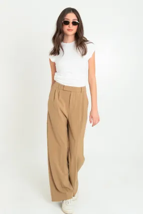 Pantalón wide leg de cintura alta con pinzas