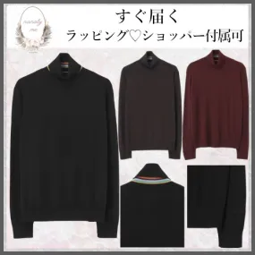 Paul Smith  |Wool Long Sleeves Plain Logo Sweaters