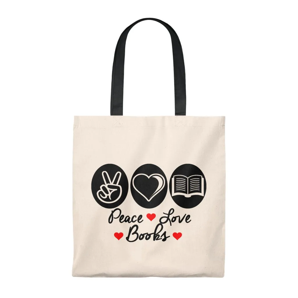 Peace Love Books Canvas Tote Bag - Vintage style