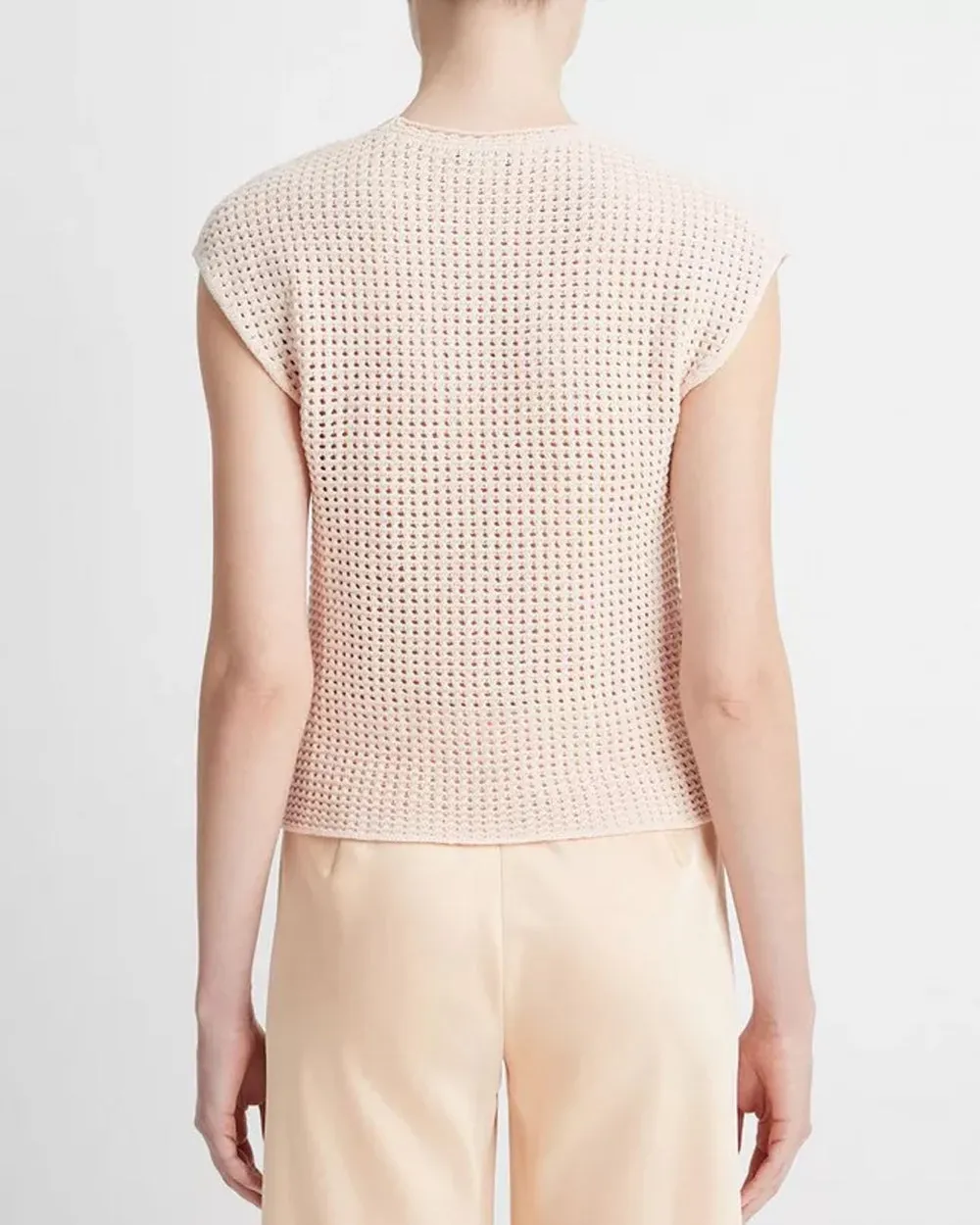 Petal Pearl Mesh Crewneck Blouse