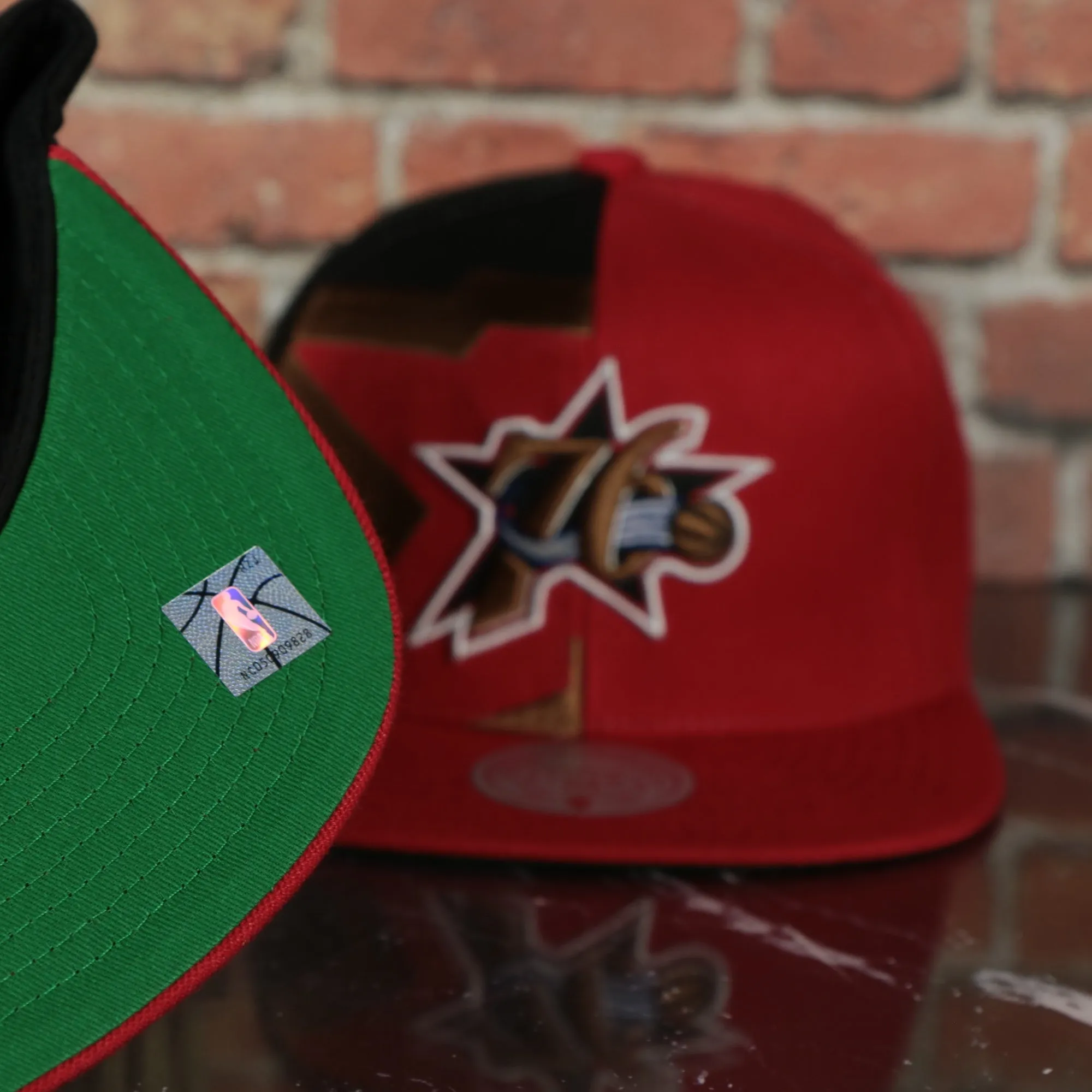 Philadelphia 76ers Retroline Logo Outline Vintage Snapback Hat | Mitchell and Ness 76ers Snap Cap