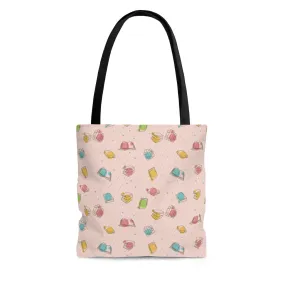 Pink Bookish Pattern Tote Bag