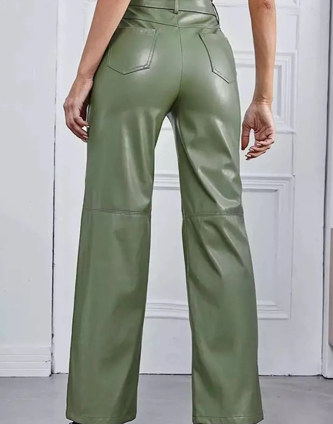 PU Leather Wide Leg Pants