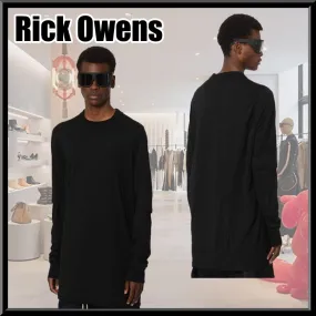 RICK OWENS  |Crew Neck Pullovers Street Style Long Sleeves Plain Cotton