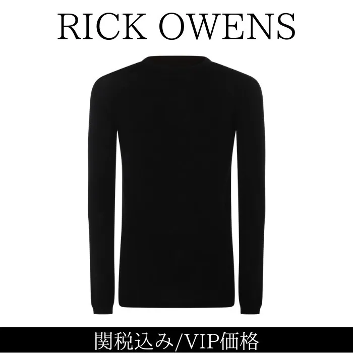 RICK OWENS  |Wool Long Sleeves Plain Designers Sweaters