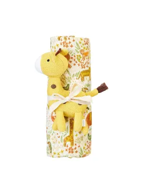 Safari Swaddle/Rattle Set