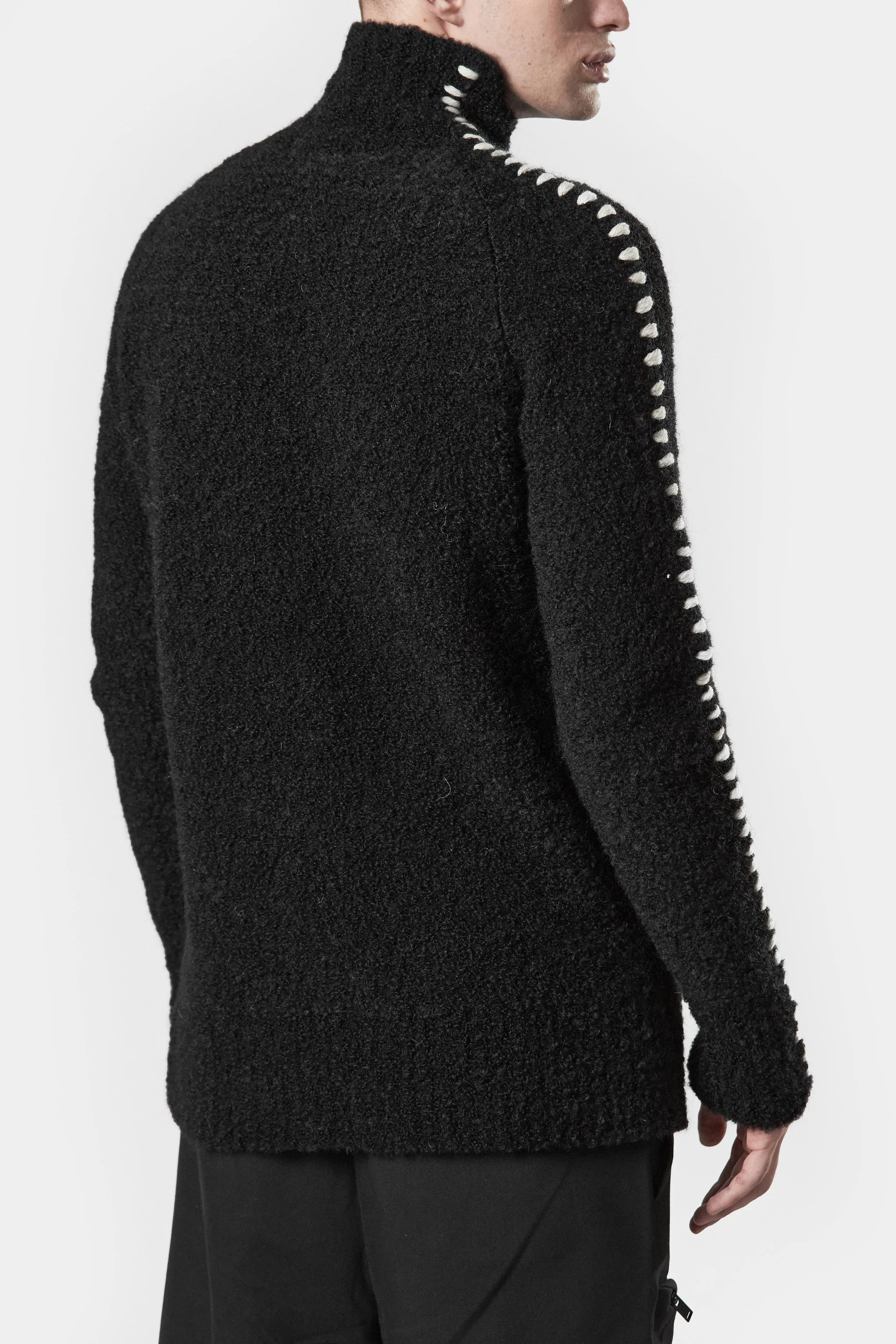 Scars-stitch alpaca knit high neck sweater