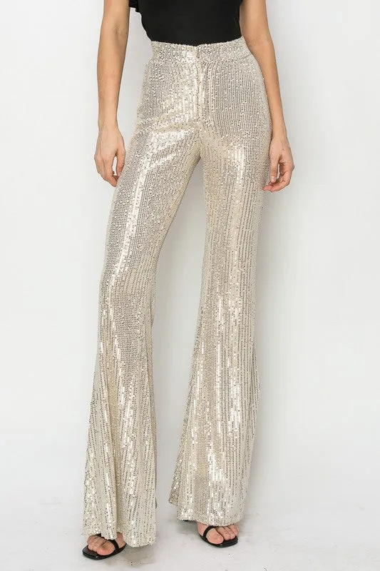 Sequins Flared Leg Pants - Preorder