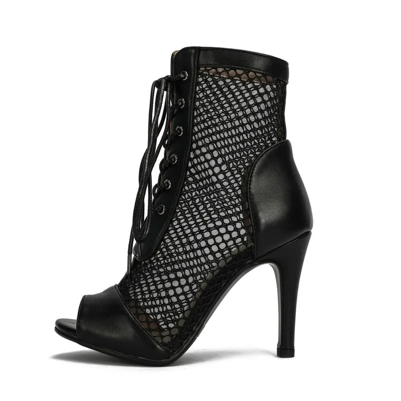 Sexy Thin High Heel Air Mesh Peep Toe Ankle Boot Sandals for Women