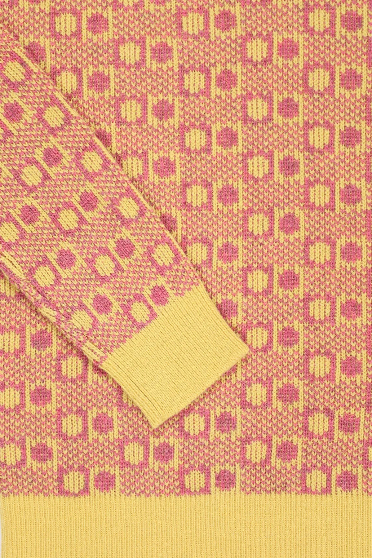 Shetland Wool Roundneck Sweater - Pink/Yellow