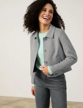 Short blazer jacket with added wool