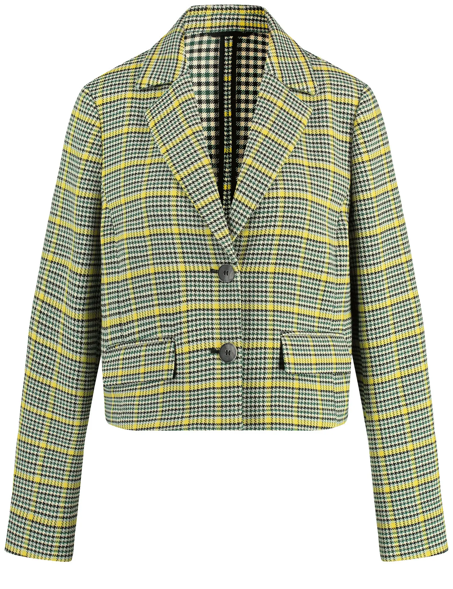 Short blazer with a check pattern