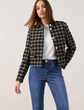 Short blazer with shoulder epaulettes