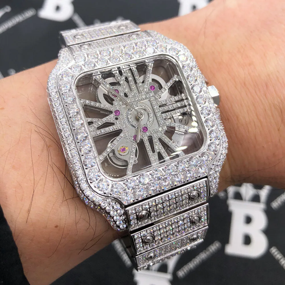 Skeleton Iced Out Baller Square CZ Bust Down Watch