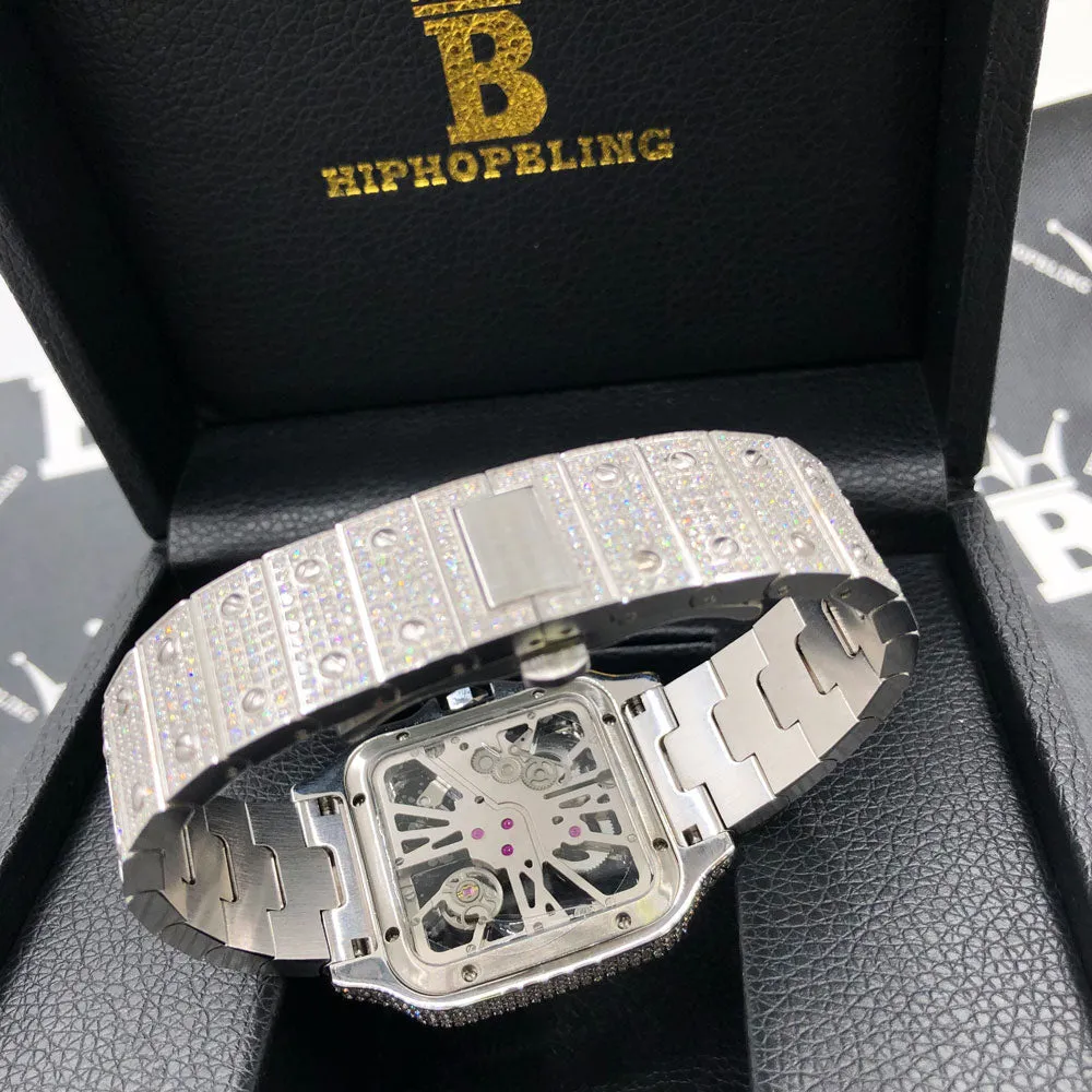 Skeleton Iced Out Baller Square CZ Bust Down Watch