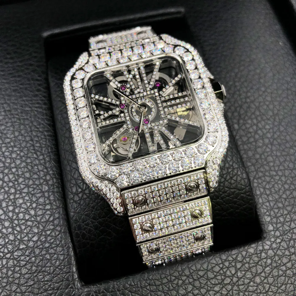 Skeleton Iced Out Baller Square CZ Bust Down Watch