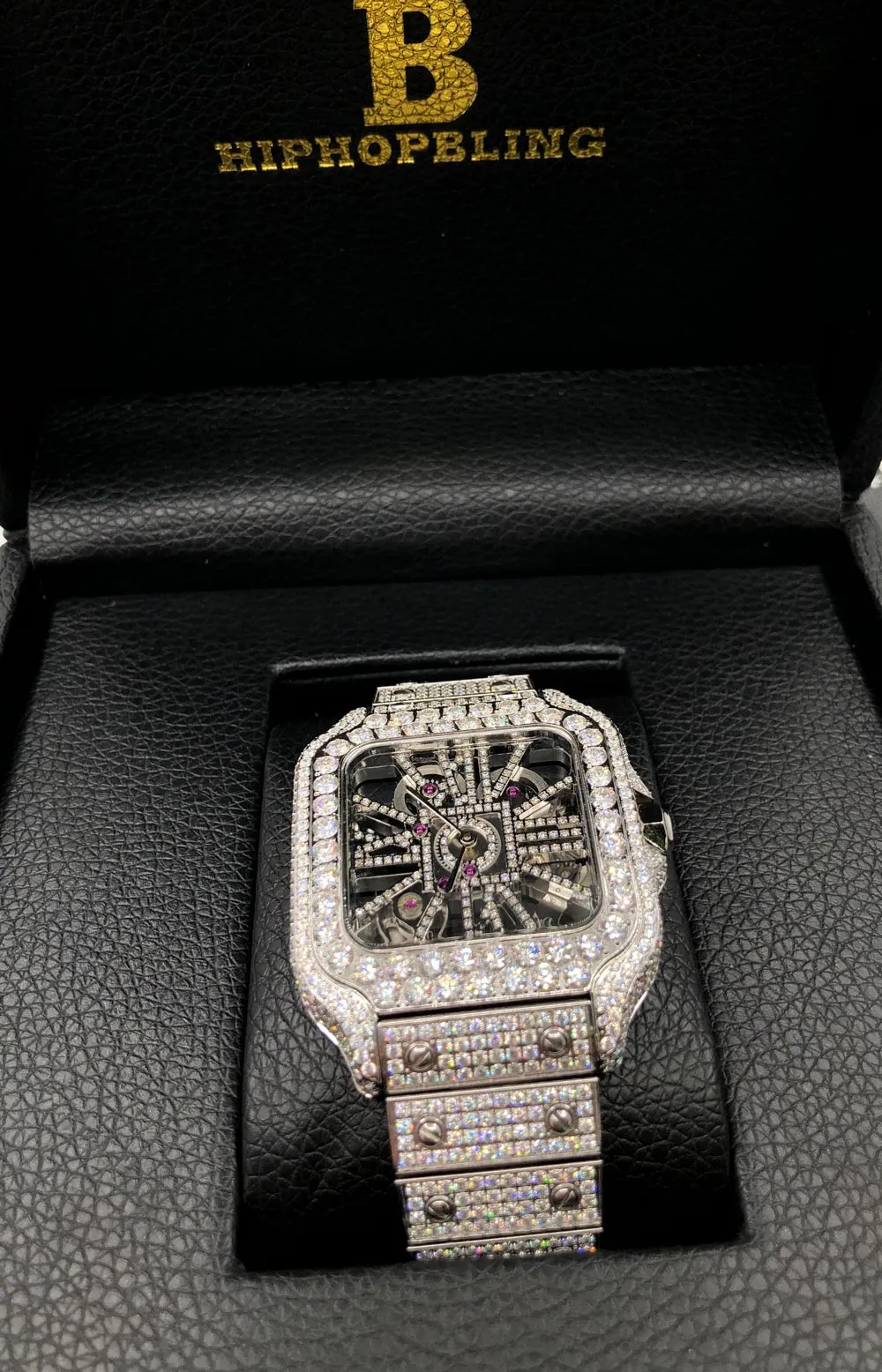 Skeleton Iced Out Baller Square CZ Bust Down Watch