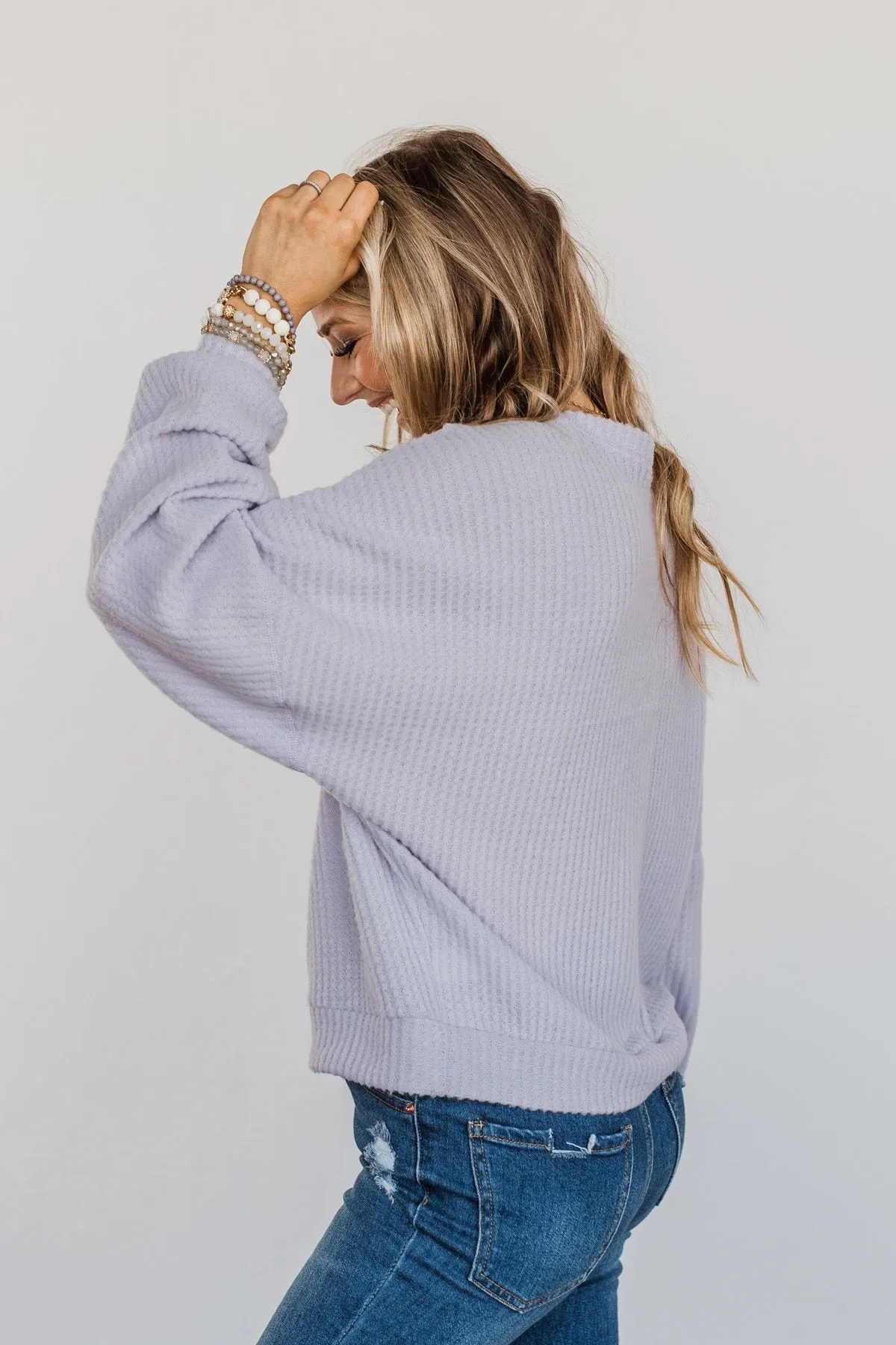 Slay The Day Waffle Knit Top- Lavender