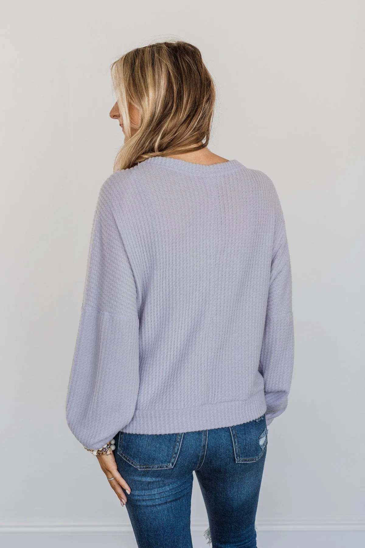 Slay The Day Waffle Knit Top- Lavender