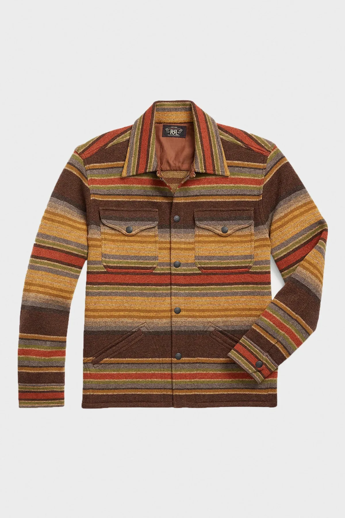 Striped Wool Workshirt Sweater - Brown Stripe/Multi