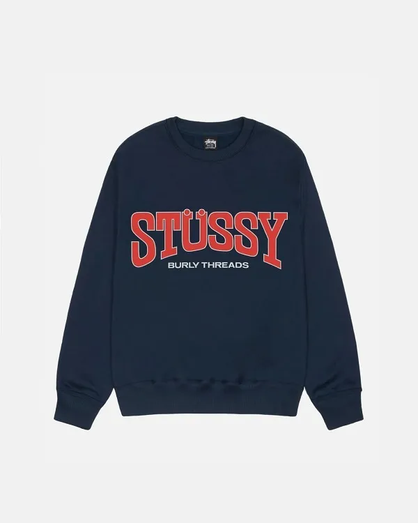 STUSSY  |Crew Neck Pullovers Unisex Blended Fabrics Street Style