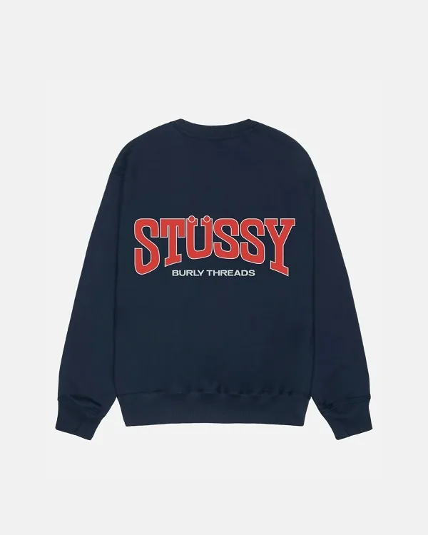 STUSSY  |Crew Neck Pullovers Unisex Blended Fabrics Street Style