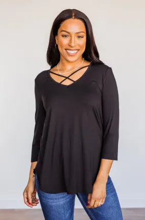 Sucker For Love Criss-Cross Top- Black