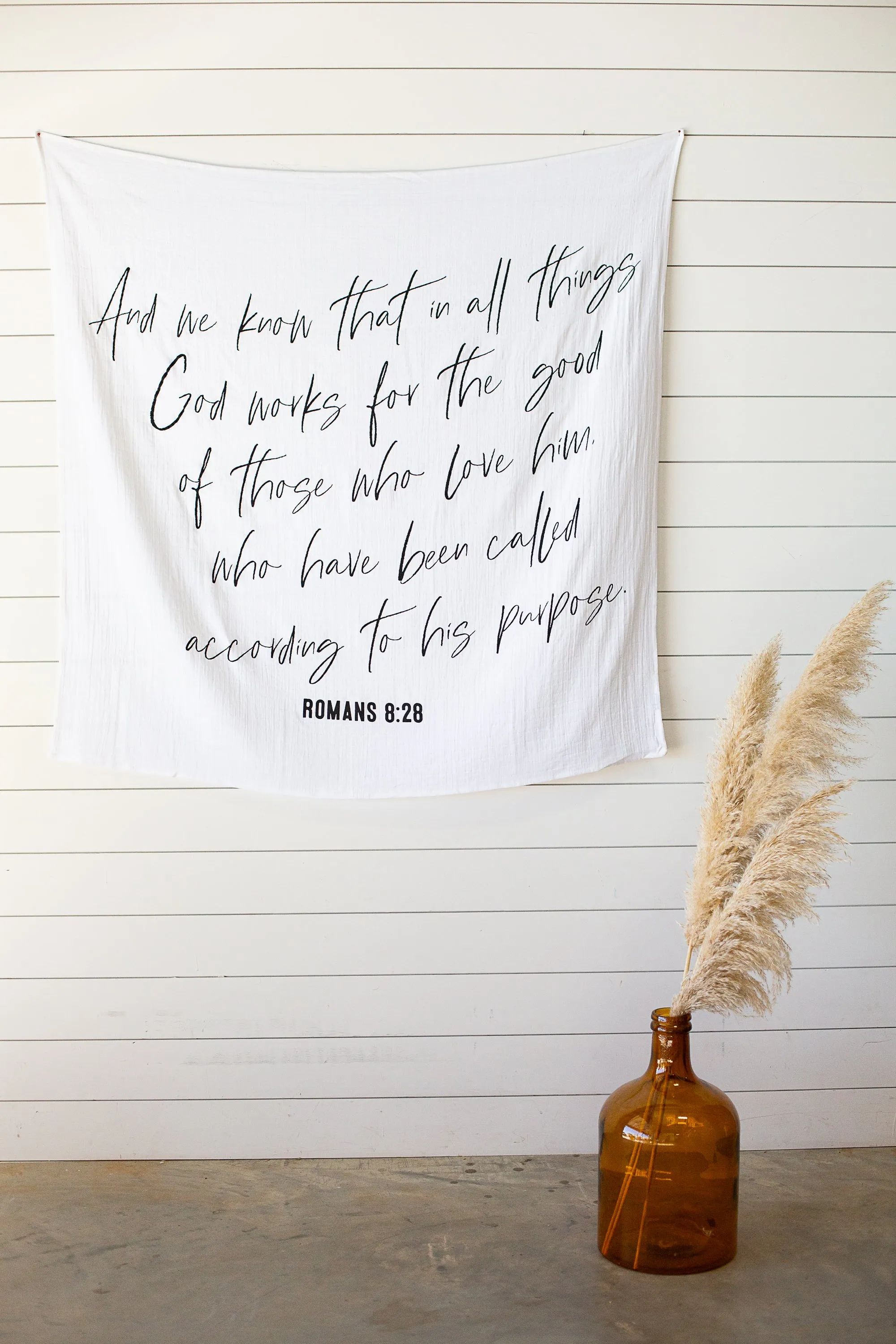 Swaddle  Blanket + Wall art - Romans 8:28: And we know that in all things God works for the good of those who love him, who have