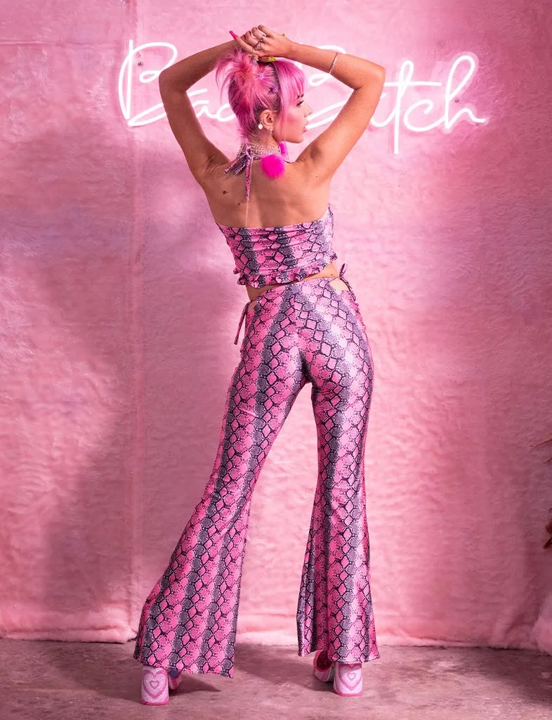 THAT'S HOT FLARES - PINK SNAKESKIN