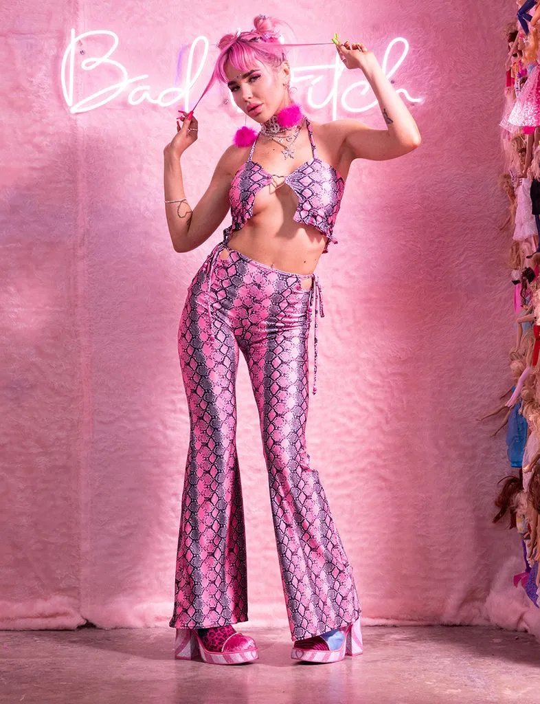 THAT'S HOT FLARES - PINK SNAKESKIN