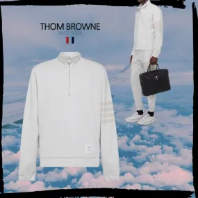 THOM BROWNE  |Long Sleeves Cotton Logo Designers Shirts