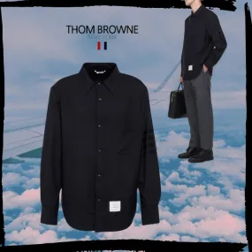 THOM BROWNE  |Wool Long Sleeves Logo Designers Shirts