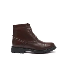 Toe cap laced boot dark brown