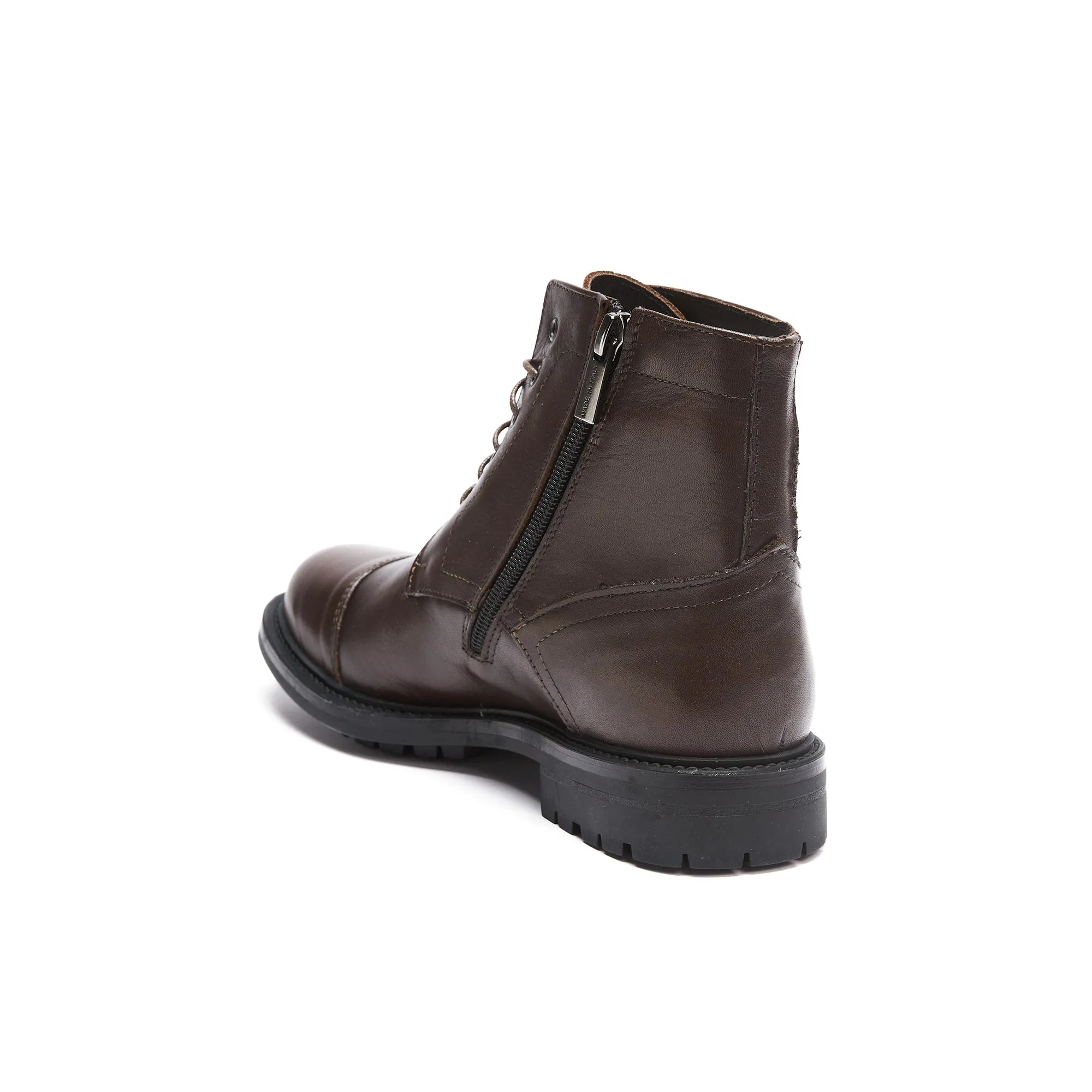 Toe cap laced boot dark brown