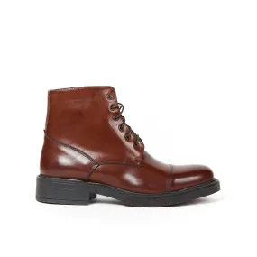 Toe cap laced boot mahogany brown