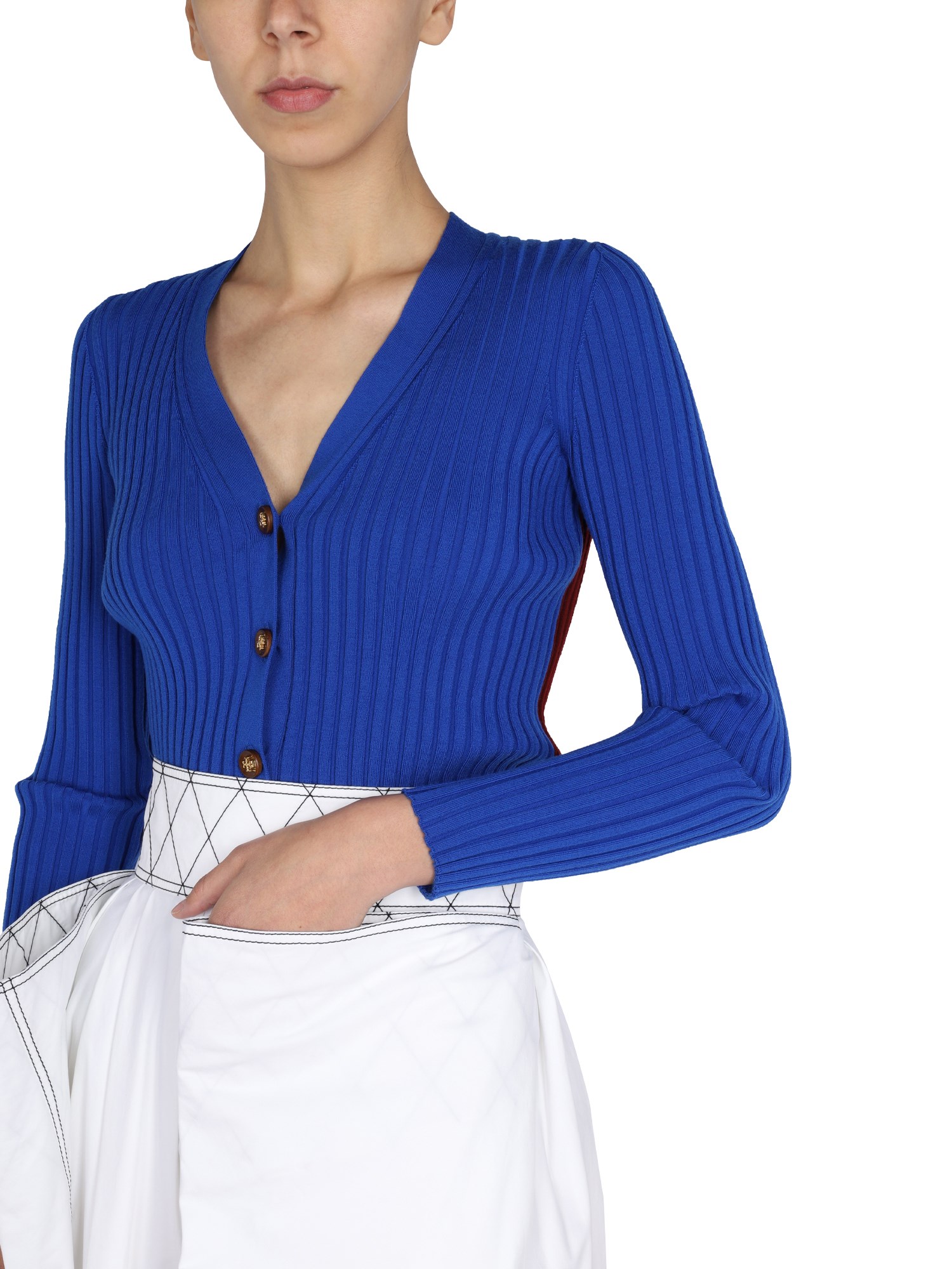 TORY BURCH    RIBBED WOOL BLEND CARDIGAN