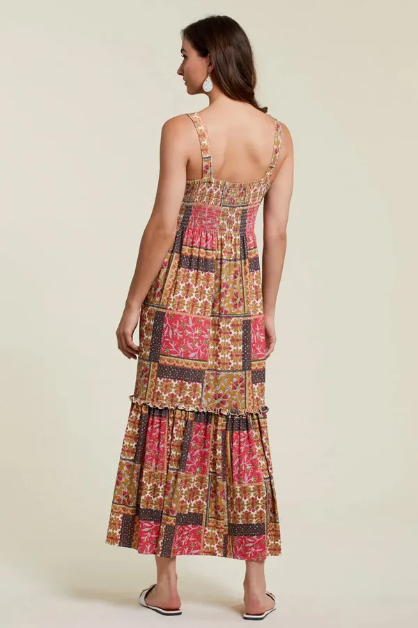 Tribal Ruffled Tiered Maxi Dress