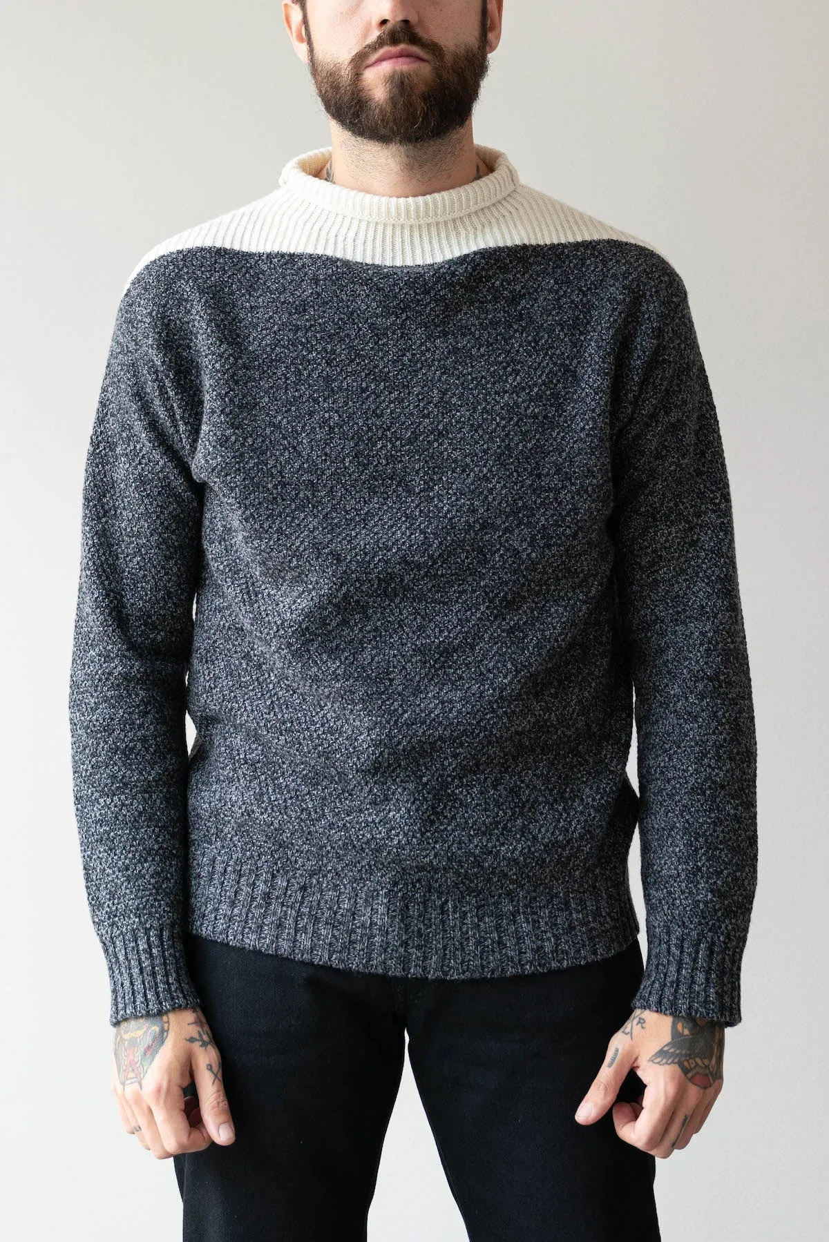 Turtleneck Sweater - Grey/White