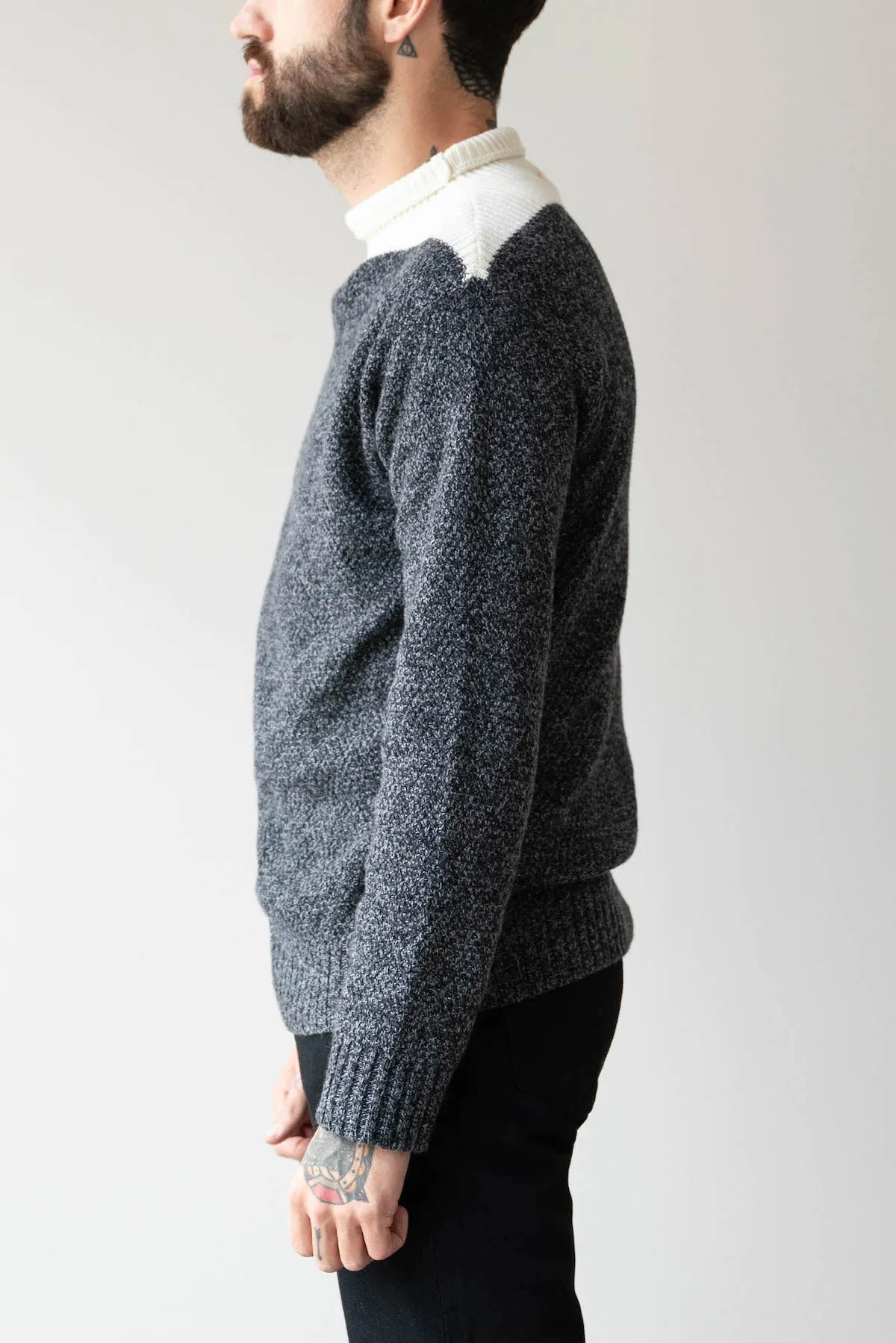 Turtleneck Sweater - Grey/White