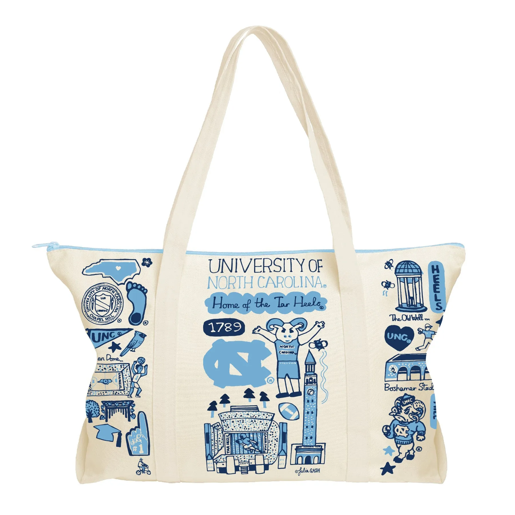 UNC Tar Heels Weekend Tote Bag by Julia Gash