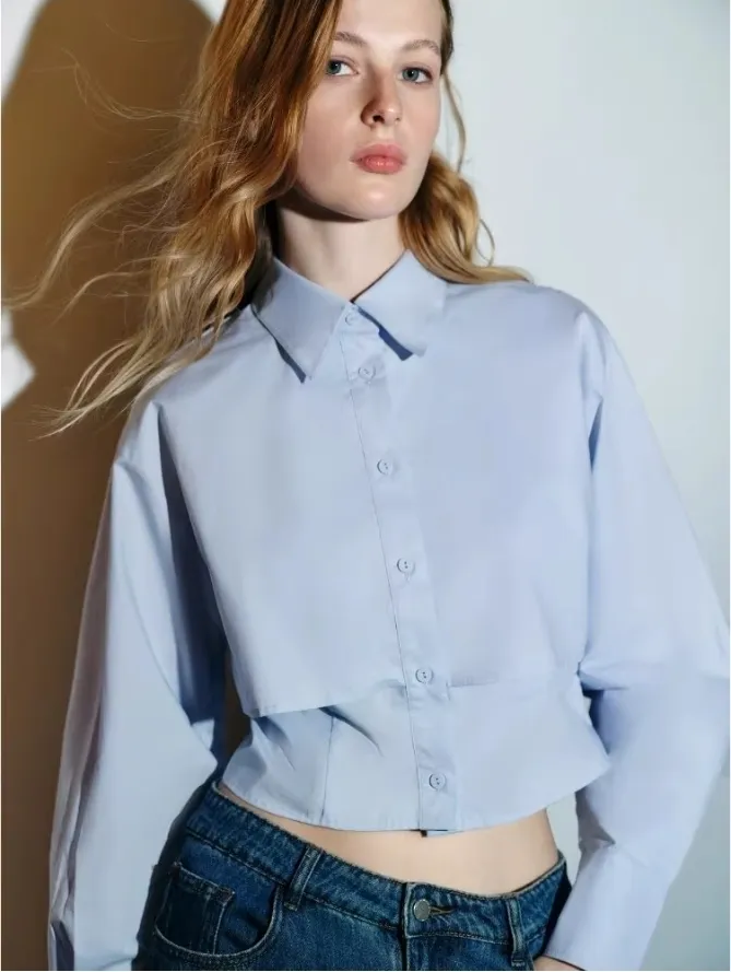 URBAN REVIVO  |Long Sleeves Plain Cotton Shirts & Blouses